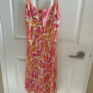 Aritzia Pink and Orange Swirl Dress